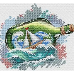 Kit de point de croix sur toile soluble à l'eau Message de la mer SV-684