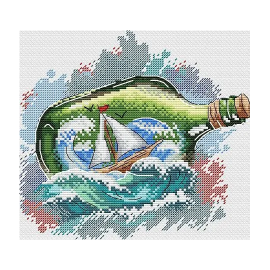Wasserlöslicher Canvas Kreuzstich-Set Sea message SV-684