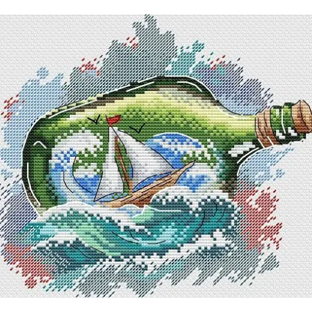 Wasserlöslicher Canvas Kreuzstich-Set Sea message SV-684