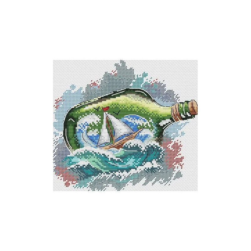 Wasserlöslicher Canvas Kreuzstich-Set Sea message SV-684