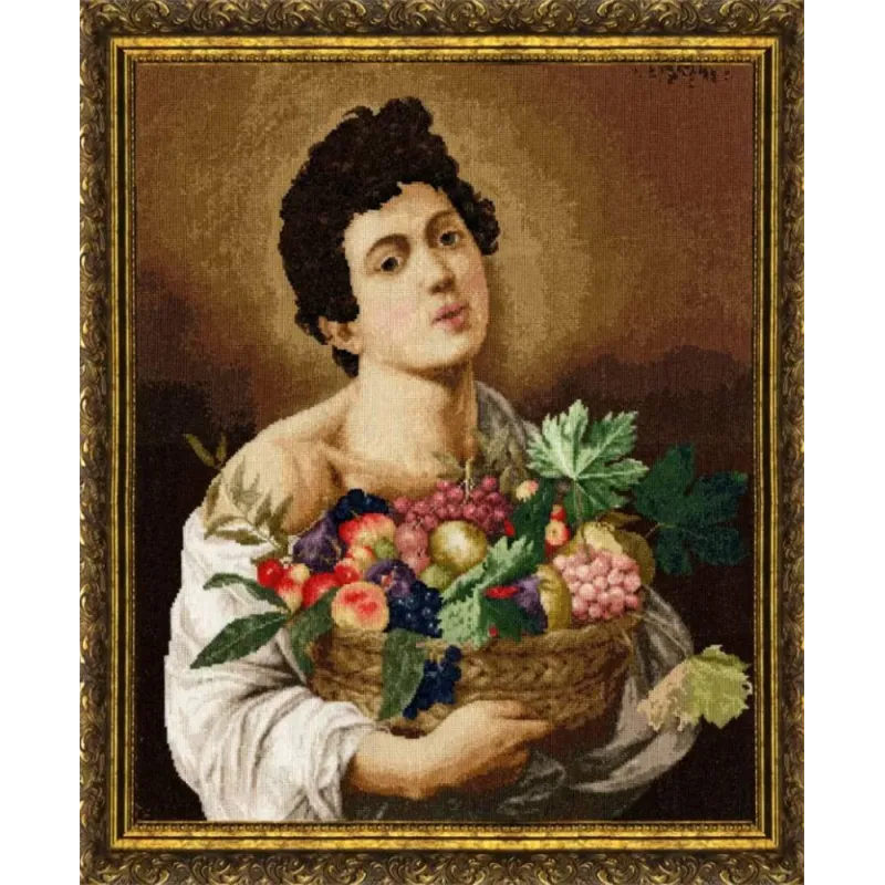 Cross stitch kit "Boy with a Basket of Fruit" 45×36.5 cm 1593 S/MK022