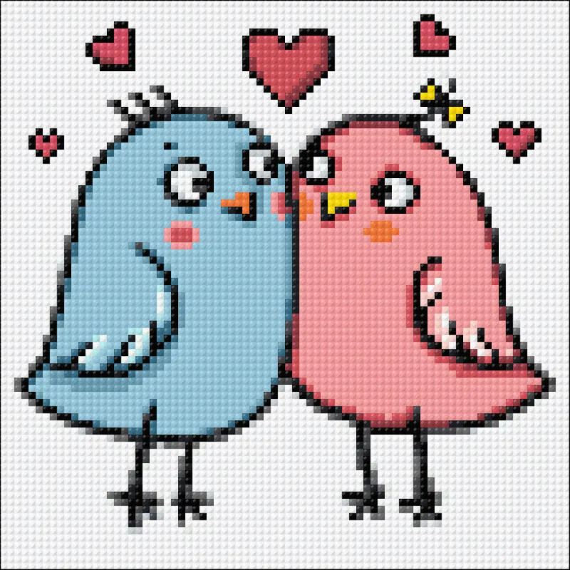 Oiseaux amoureux (D) 20*20 WD3022