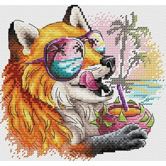 Kit de point de croix sur toile hydrosoluble Fox joy SV-686