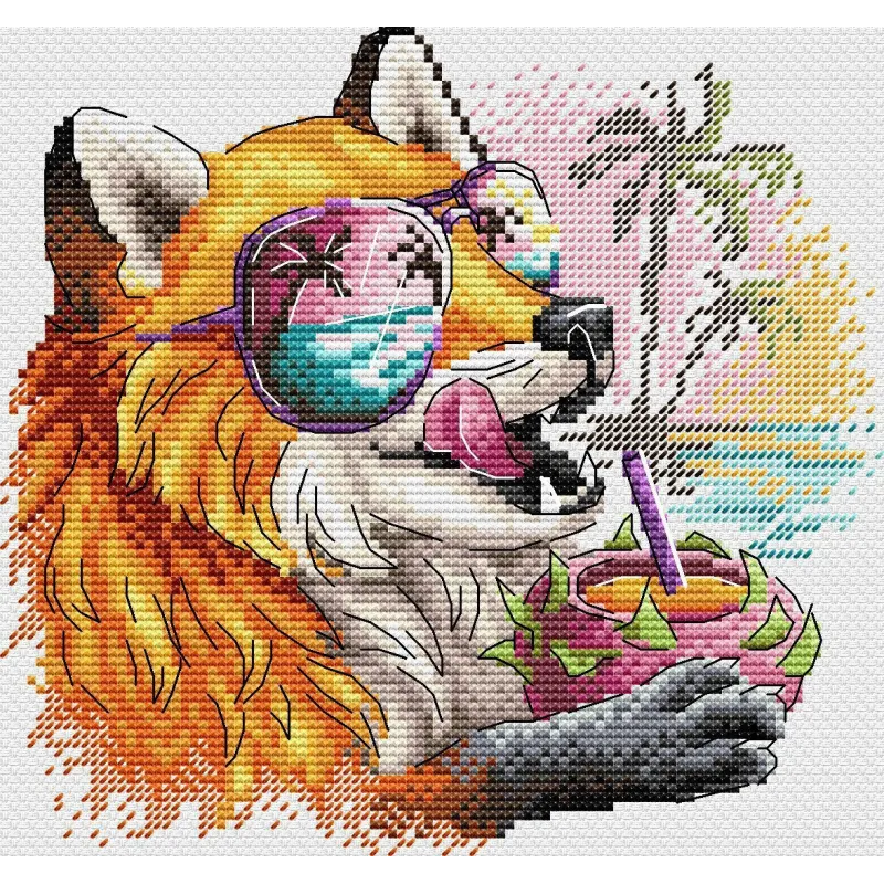 Kit de point de croix sur toile hydrosoluble Fox joy SV-686
