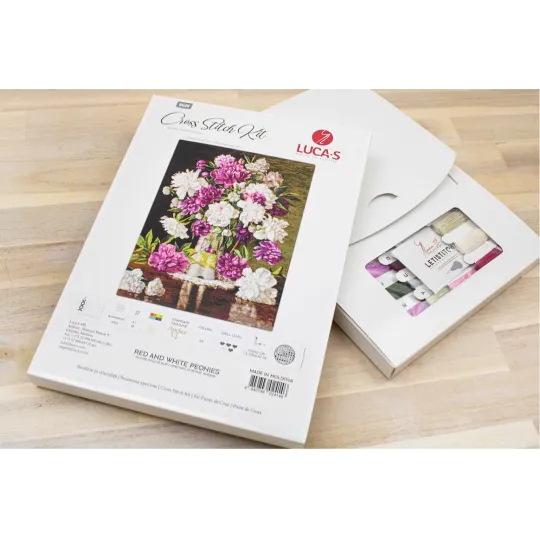(D) Petit Point Kit "Red and White Peonies" SG608