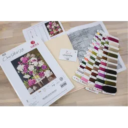 (D) Petit Point Kit "Red and White Peonies" SG608