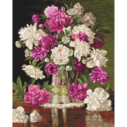 (D) Petit Point Kit "Red and White Peonies" SG608
