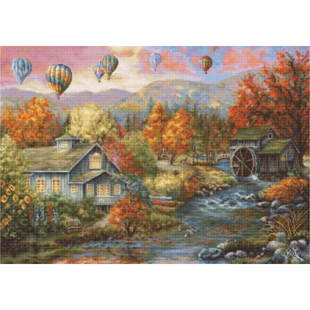 Petit Point Kit "AUTUMN CREEK MILL" SG616