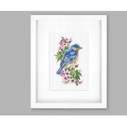 Синяя птичка на ветке SB1198