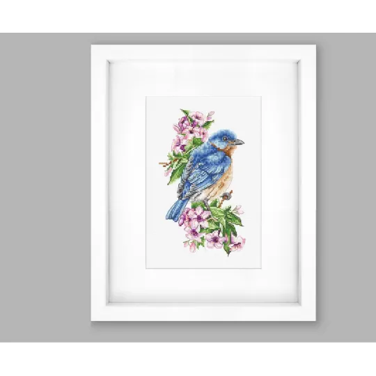 Blauer Vogel auf dem Ast SB1198