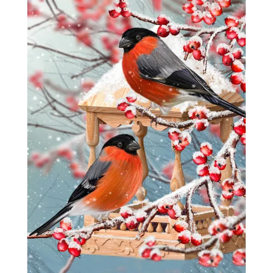 Two bullfinches 40*50 WD3043