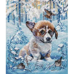 Набор для вышивания крестиком "Снежный щенок" S1482