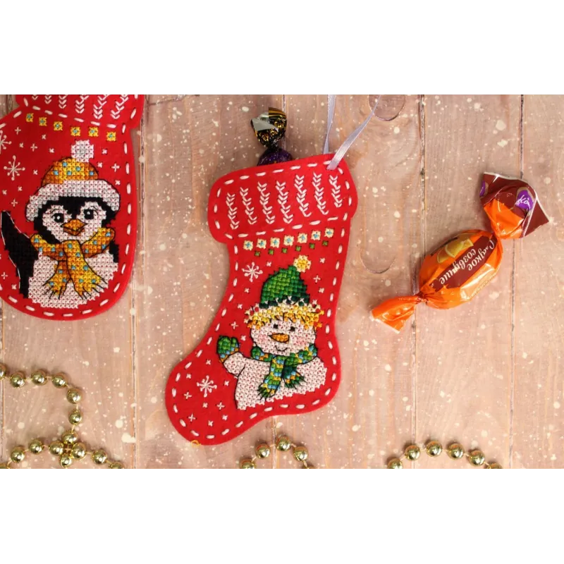 Рождественский войлочный носок "Привет от снеговика" ST-973