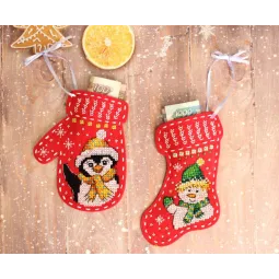 Chaussette de Noël en feutrine "Bonjour de la part du bonhomme de neige" ST-973