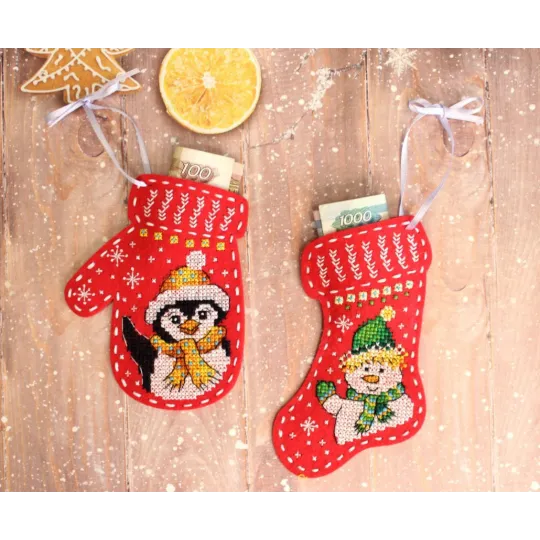 Рождественский войлочный носок "Привет от снеговика" ST-973