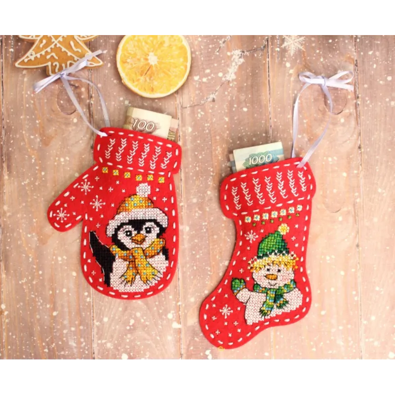 Рождественский войлочный носок "Привет от снеговика" ST-973