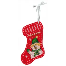 Chaussette de Noël en feutrine "Bonjour de la part du bonhomme de neige" ST-973