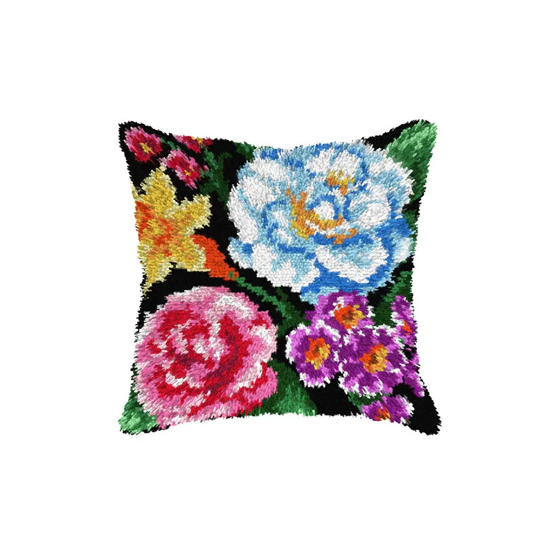 Latch-hook cushion kit Flowers SA4228