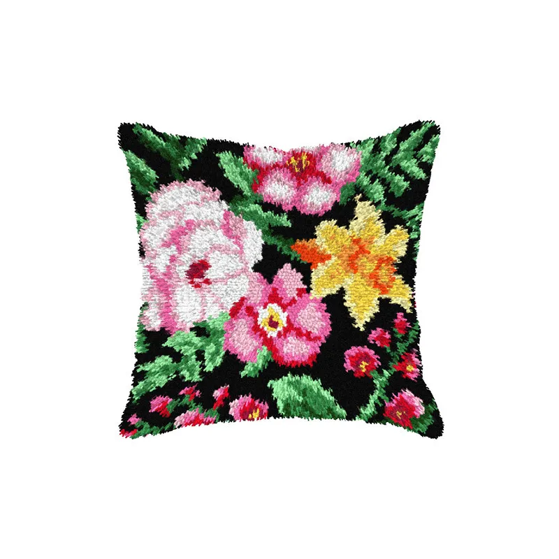 Latch-hook cushion kit Flowers SA4229