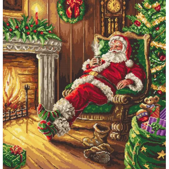 Santa's rest by the chimney 38,5x40cm SLETIL8052