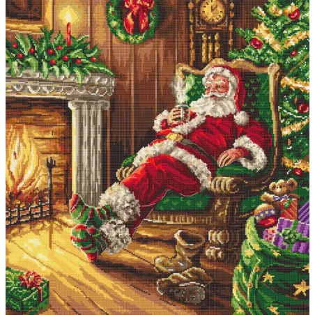 Santa's rest by the chimney 38,5x40cm SLETIL8052