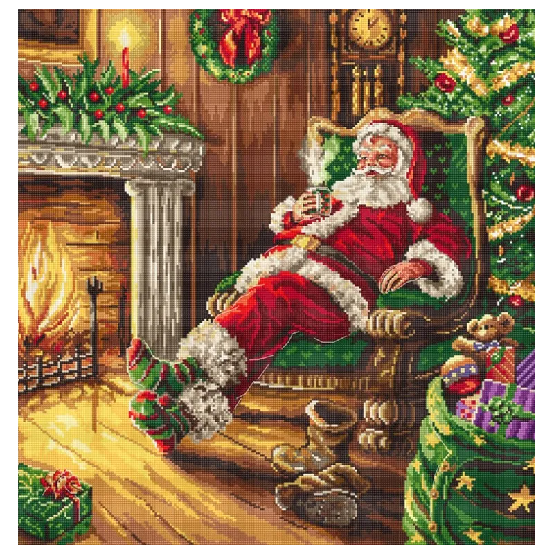 Santa's rest by the chimney 38,5x40cm SLETIL8052