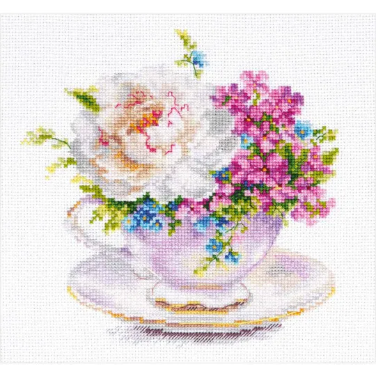 Cross-stitch kit "Light colors of the morning. Cup with peony" S2-57