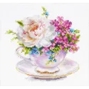 Cross-stitch kit "Light colors of the morning. Cup with peony" S2-57