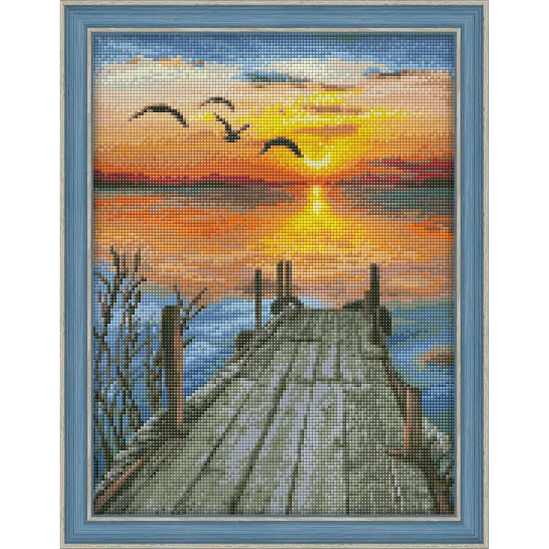 Peinture diamant Coucher de soleil sur le lac 30*40 cm AM1493