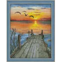 Peinture diamant Coucher de soleil sur le lac 30*40 cm AM1493