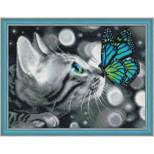 Diamond painting Bengal Cat and Butterfly 40*30 cm AM1789