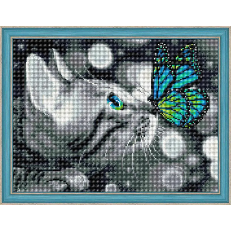 Peinture diamant Chat du Bengale et Papillon 40*30 cm AM1789