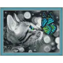 Peinture diamant Chat du Bengale et Papillon 40*30 cm AM1789