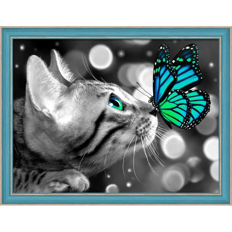 Peinture diamant Chat du Bengale et Papillon 40*30 cm AM1789