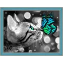 Peinture diamant Chat du Bengale et Papillon 40*30 cm AM1789