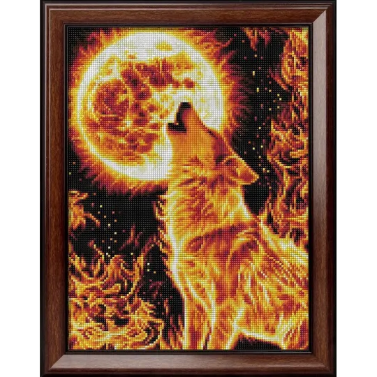 Peinture diamant Loup de Feu 30*40 cm AM1855