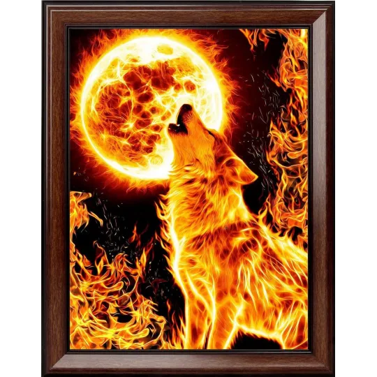 Peinture diamant Loup de Feu 30*40 cm AM1855