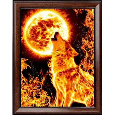 Peinture diamant Loup de Feu 30*40 cm AM1855