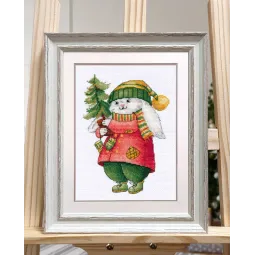 (S) Kreuzstich-Set "Hase mit Weihnachtsbaum" S1511