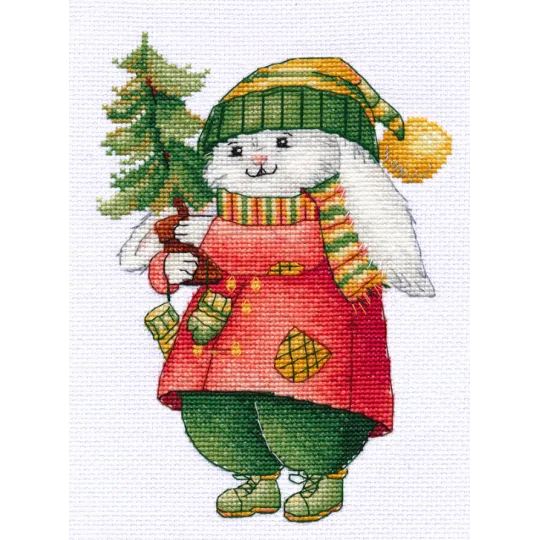 (S) Cross-stitch kit "Bunny with Christmas tree" S1511
