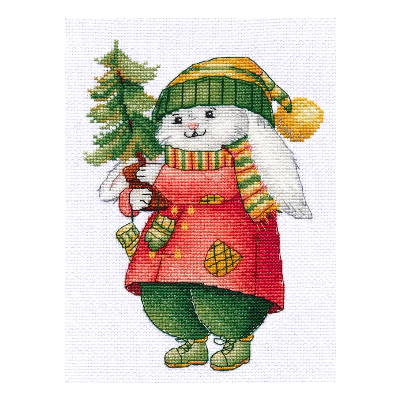 (S) Cross-stitch kit "Bunny with Christmas tree" S1511