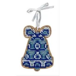 Cross-stitch on wooden base "Christmas tree toy. Frost bell" SO-069