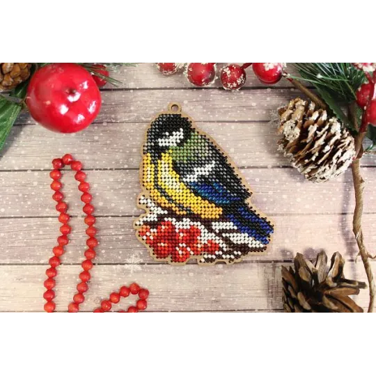 Kit de broderie au point de croix sur base en bois "Jouet de Noël. Mésange" SO-071