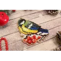 Kit de broderie au point de croix sur base en bois "Jouet de Noël. Mésange" SO-071