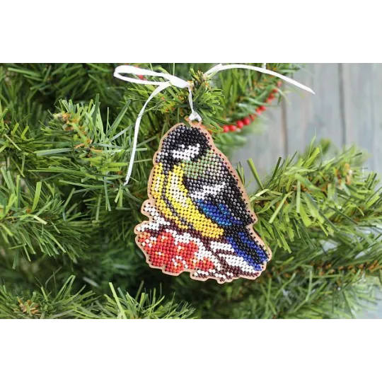 Kit de broderie au point de croix sur base en bois "Jouet de Noël. Mésange" SO-071