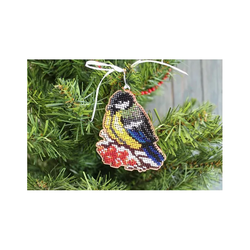 Kit de broderie au point de croix sur base en bois "Jouet de Noël. Mésange" SO-071