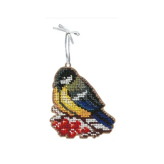 Kit de broderie au point de croix sur base en bois "Jouet de Noël. Mésange" SO-071