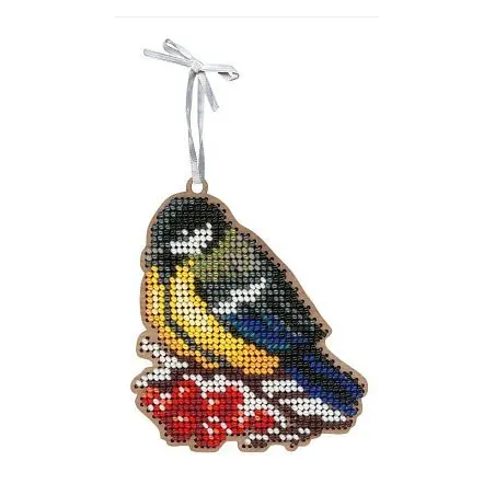 Kit de broderie au point de croix sur base en bois "Jouet de Noël. Mésange" SO-071