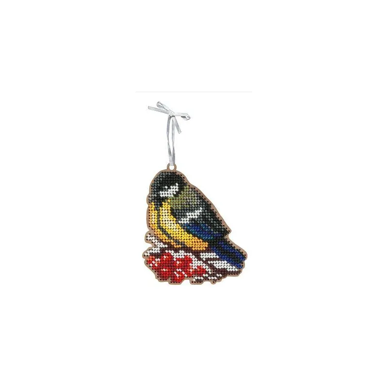 Kit de broderie au point de croix sur base en bois "Jouet de Noël. Mésange" SO-071