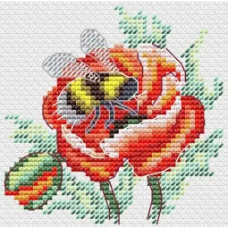 Kit de point de croix "Coquelicot et bourdon" SM-616